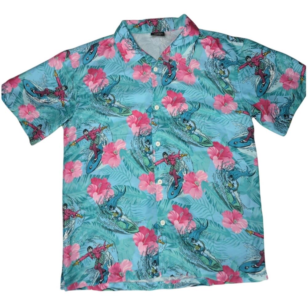 Batman Hawaiian Shirt Mens S Joker Surfing Aloha Button Up DC Comics Tropical